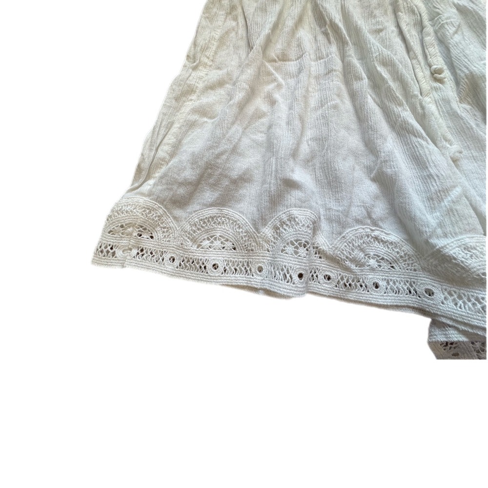 Aerie Sleep Shorts Womens XL White NEW Lace Trim Crinkle Gauze Drawstring 1818 - Picture 2 of 8